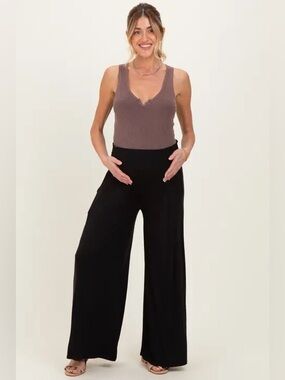 Pinkblush Black Wide-Leg Maternity Pants